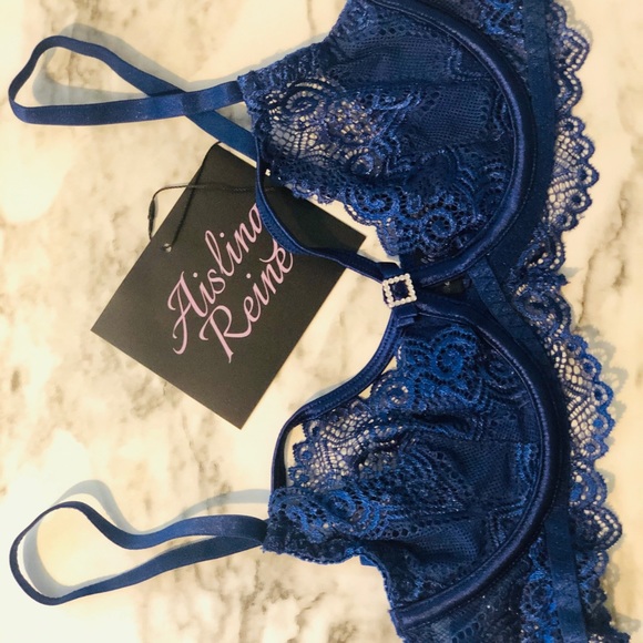 NWT - Aisling Reine - Natasha in Sapphire - luxury lace and mesh bra. - Picture 7 of 11